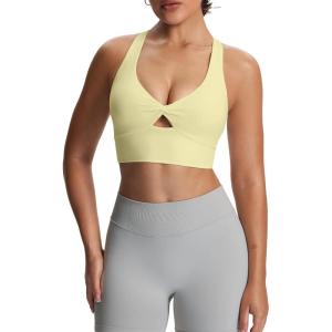 imageAoxjox Womens Workout Sports Bras Twist Front Fitness Training Gym Bra Yoga Crop Lola TankPastel Yellow