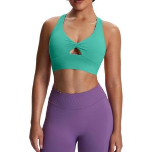 imageAoxjox Womens Workout Sports Bras Twist Front Fitness Training Gym Bra Yoga Crop Lola TankTurquoise