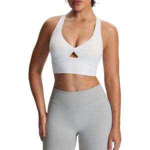imageAoxjox Womens Workout Sports Bras Twist Front Fitness Training Gym Bra Yoga Crop Lola TankWhite