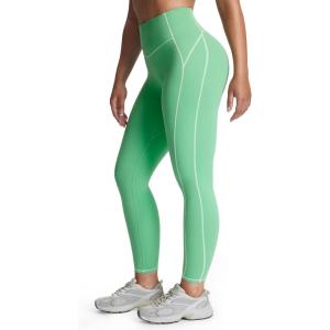 imageAoxjox Workout Leggings for Women High Waisted Exercise Athletic Gym Fitness Yoga Lexi Lined Pants 26quotKatydid GreenWhite