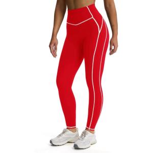 imageAoxjox Workout Leggings for Women High Waisted Exercise Athletic Gym Fitness Yoga Lexi Lined Pants 26quotRacing RedWhite