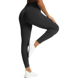 imageAoxjox Workout Seamless Leggings for Women High Waisted Fitness Yoga Contour Sculpt Pants 22quotBlack