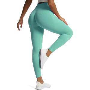 imageAoxjox Workout Seamless Leggings for Women High Waisted Fitness Yoga Contour Sculpt Pants 22quotBlue Turquoise