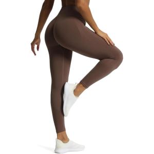 imageAoxjox Workout Seamless Leggings for Women High Waisted Fitness Yoga Contour Sculpt Pants 22quotFudge Coffee