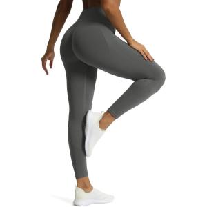 imageAoxjox Workout Seamless Leggings for Women High Waisted Fitness Yoga Contour Sculpt Pants 22quotShadow Grey