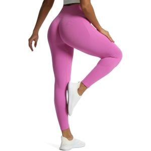 imageAoxjox Workout Seamless Leggings for Women High Waisted Fitness Yoga Contour Sculpt Pants 22quotSpring Crocus