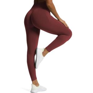 imageAoxjox Workout Seamless Leggings for Women High Waisted Fitness Yoga Contour Sculpt Pants 22quotWine Red