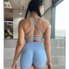 imageAoxjox Womens Workout Sports Bras Fitness Amor Low Impact Bra Yoga Crop TankLight Blue