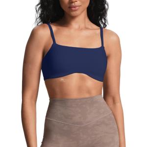 imageAoxjox Womens Define Sculpt Bandeau Bras Workout Curved Training Fitness Running Yoga Crop TankBellwether Blue