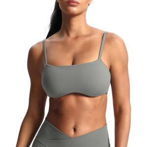 imageAoxjox Womens Define Sculpt Bandeau Bras Workout Curved Training Fitness Running Yoga Crop TankGrey