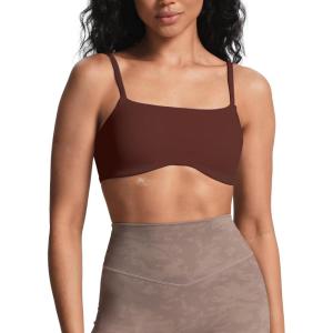 imageAoxjox Womens Define Sculpt Bandeau Bras Workout Curved Training Fitness Running Yoga Crop TankRum Raisin
