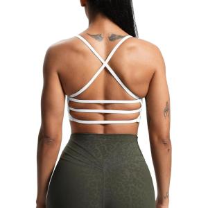 imageAoxjox Womens Workout Sports Bras Fitness Amor Low Impact Bra Yoga Crop TankA White