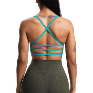 imageAoxjox Womens Workout Sports Bras Fitness Amor Low Impact Bra Yoga Crop TankCascade Blue