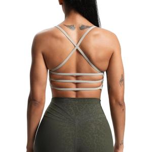 imageAoxjox Womens Workout Sports Bras Fitness Amor Low Impact Bra Yoga Crop TankMink