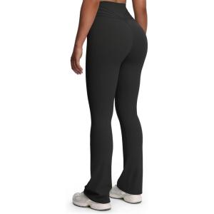 imageAoxjox Flare Leggings for Women Trinity Tummy Control High Waisted Wide Leg Yoga Pants 29quot31quot33quotBlack