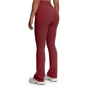 imageAoxjox Flare Leggings for Women Trinity Tummy Control High Waisted Wide Leg Yoga Pants 29quot31quot33quotBurgundy
