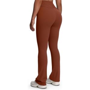 imageAoxjox Flare Leggings for Women Trinity Tummy Control High Waisted Wide Leg Yoga Pants 29quot31quot33quotCherry Mahogany