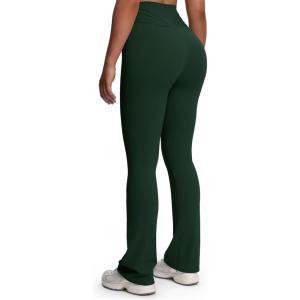 imageAoxjox Flare Leggings for Women Trinity Tummy Control High Waisted Wide Leg Yoga Pants 29quot31quot33quotForest Green