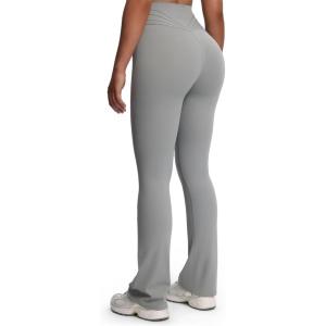 imageAoxjox Flare Leggings for Women Trinity Tummy Control High Waisted Wide Leg Yoga Pants 29quot31quot33quotGrey