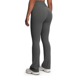 imageAoxjox Flare Leggings for Women Trinity Tummy Control High Waisted Wide Leg Yoga Pants 29quot31quot33quotIron Grey