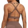 imageAoxjox Womens Workout Sports Bras Fitness MediumHigh Cross Back Sporty Bra Yoga Crop TankFudge Coffee