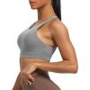 imageAoxjox Womens Workout Sports Bras Fitness MediumHigh Cross Back Sporty Bra Yoga Crop TankGrey