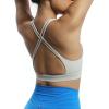 imageAoxjox Womens Workout Sports Bras Fitness MediumHigh Cross Back Sporty Bra Yoga Crop TankMink