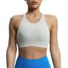 imageAoxjox Womens Workout Sports Bras Fitness MediumHigh Cross Back Sporty Bra Yoga Crop TankMink