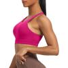 imageAoxjox Womens Workout Sports Bras Fitness MediumHigh Cross Back Sporty Bra Yoga Crop TankRose Red