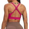 imageAoxjox Womens Workout Sports Bras Fitness MediumHigh Cross Back Sporty Bra Yoga Crop TankRose Red
