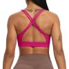 imageAoxjox Womens Workout Sports Bras Fitness MediumHigh Cross Back Sporty Bra Yoga Crop TankRose Red