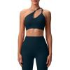 imageAoxjox Womens Workout Sports Bras One Shoulder Caley Asymmetrical Bra Fitness Exercise Gym Yoga Crop Tank TopBlueberry