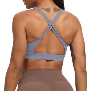 imageAoxjox Womens Workout Sports Bras Fitness MediumHigh Cross Back Sporty Bra Yoga Crop TankLazuli