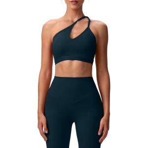 imageAoxjox Womens Workout Sports Bras One Shoulder Caley Asymmetrical Bra Fitness Exercise Gym Yoga Crop Tank TopBlueberry