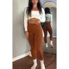 imageAoxjox Womens Impact Seamless Workout Leggings Hidden Scrunch Butt Lifting Low Waist Yoga Pants 26quotCaramel Brown New Fabric  Ture to Size