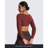 imageAoxjox Long Sleeve Crop Tops for Women Skylar Squareneck Curved Hem Workout Cropped T Shirt TopBurgundy