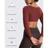 imageAoxjox Long Sleeve Crop Tops for Women Skylar Squareneck Curved Hem Workout Cropped T Shirt TopBurgundy
