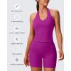 imageAoxjox Womens Sleeveless Hailey Halter Tank Tops Workout Athletics Gym Yoga Curve Longline Crop TopPurple
