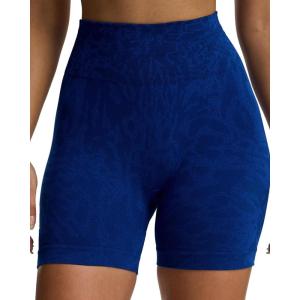 imageAoxjox Seamless Camo Scrunch Workout Biker Shorts for Women Tummy Control High Waisted Athletic Gym Running Yoga Short 5quotNavy Camo