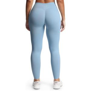imageAoxjox Womens Impact Seamless Workout Leggings Hidden Scrunch Butt Lifting Low Waist Yoga Pants 24quot26quotAiry Blue