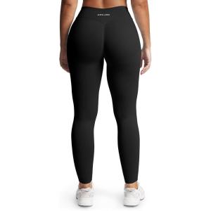 imageAoxjox Womens Impact Seamless Workout Leggings Hidden Scrunch Butt Lifting Low Waist Yoga Pants 24quot26quotBlack