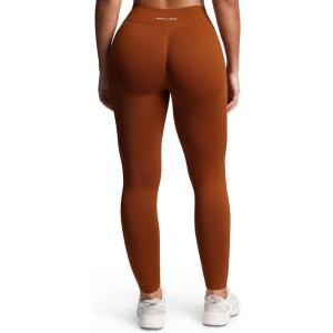 imageAoxjox Womens Impact Seamless Workout Leggings Hidden Scrunch Butt Lifting Low Waist Yoga Pants 24quot26quotCaramel Brown