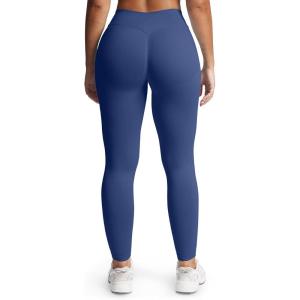 imageAoxjox Womens Impact Seamless Workout Leggings Hidden Scrunch Butt Lifting Low Waist Yoga Pants 24quot26quotNavy