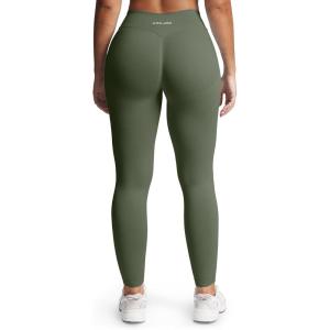 imageAoxjox Womens Impact Seamless Workout Leggings Hidden Scrunch Butt Lifting Low Waist Yoga Pants 24quot26quotOlive Grey
