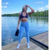 imageAoxjox Womens Workout Sports Bras Fitness Sienna Low Impact Bra Yoga Crop TankCloud Navy