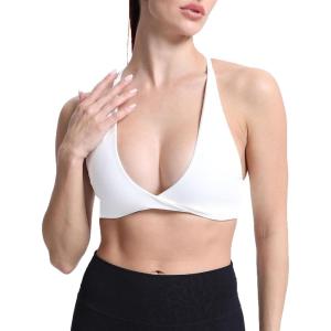 imageAoxjox Womens Workout Sports Bras Fitness Sienna Low Impact Bra Yoga Crop Tank1 White