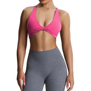imageAoxjox Womens Workout Sports Bras Fitness Sienna Low Impact Bra Yoga Crop TankAzalea Pink