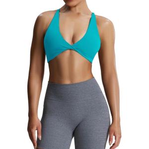 imageAoxjox Womens Workout Sports Bras Fitness Sienna Low Impact Bra Yoga Crop TankCascade Blue