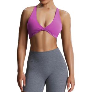 imageAoxjox Womens Workout Sports Bras Fitness Sienna Low Impact Bra Yoga Crop TankCattleya Purple