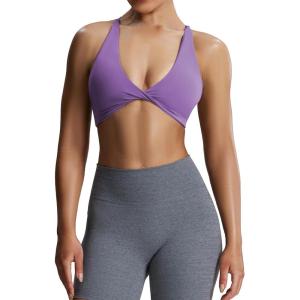 imageAoxjox Womens Workout Sports Bras Fitness Sienna Low Impact Bra Yoga Crop TankChive Blossom